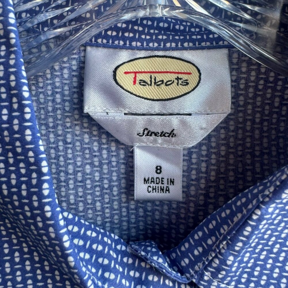 Talbots Vintage Long Sleeve Button Front Collared Stretch Shirt Women's Size 8 - Picture 3 of 9